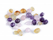 Perles minérales synthétiques Agate, Quartz rose, Améthyste, Citrine, formes irrégulières