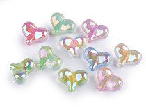 Plastic Beads with AB Effect, Heart 16x21 mm