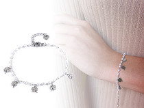 Bracelet de perles en acier inoxydable, avec pendeloques