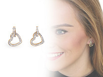 Stainless Steel Dangle Heart Earrings 
