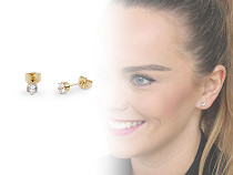 Stainless Steel Stud Earrings with a Crystal 