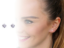 Stainless Steel Crystal Stud Earrings 