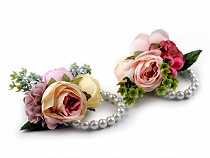 Bratara din perle pentru domnisoare de onoare cu flori