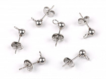 Stainless Steel Earring Findings / Ball Stud Earring Loop Ring & Post Ø4 mm