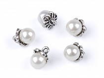 Bouton Perle avec capuchon/Breloque avec fausse perle, Ø 9 mm