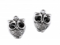 Owl pendant charm with crystal 17x23 mm