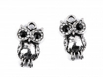 Owl pendant charm with crystal 11x19 mm