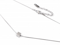 Stainless Steel Necklace with Cube Pendant