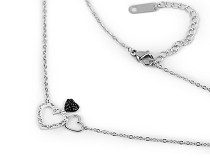 Stainless Steel Necklace with Rhinestones, Heart, Cross