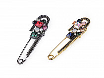 Brooch with Rhinestones on a Safety Pin
