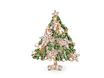 Brosche mit geschliffenen Steinchen Weihnachtsbaum