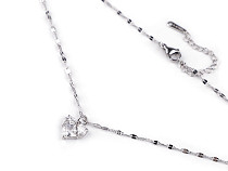 Stainless steel necklace with rhinestones, heart