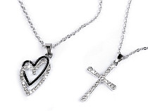 Stainless steel necklace - heart, cross
