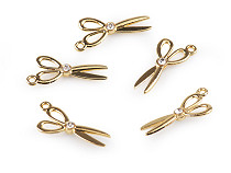 Metal charm pendant - scissors with rhinestones 10x20 mm