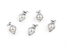 Ciondolo charm in metallo, motivo: fiore con perla 3D, dimensioni: 9 x 18 mm