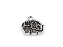 Metal charm pendant - Elephant 12x10 mm