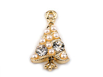 Metal charm pendant with rhinestones - Christmas tree 13x22 mm