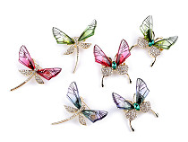 Spilla con strass, motivo: libellula, farfalla