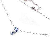 Stainless steel necklace with rhinestones, dolphin