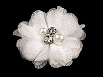 Fleur décorative en maille, Ø 50 mm, avec perles