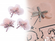 Organza Flower Applique with Rhinestone and Bow