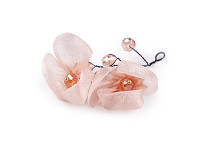 Fleur sur fil métallique avec perles de verre, fait main