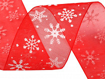 Organza Ribbon width 40 mm Snowflakes