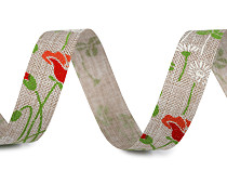 Canvas Cut Ribbon width 15 mm Butterfly, Poppies, Lavender