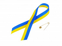 Bicolor ribbon Ukraine with safety pin