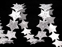 Panglică satinată cu steluțe decupate, lățime 14 mm