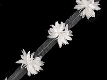 Galon tressé à fleurs sur tulle, largeur 60 mm