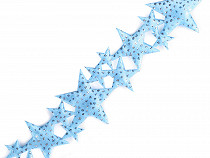 Panglică satinată cu steluțe decupate, lățime 32 mm