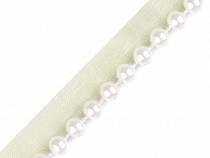 Passamaneria/passamano da abbigliamento, con perle, larghezza: 10 mm