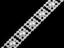 Bandă decorativă cu perle, lățime 9 mm