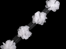Bandă tul cu flori din șifon, lățime 60 mm 