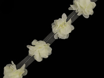 Liseré à fleurs en mousseline de soie sur tulle, largeur 60 mm