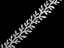 Bandă decorativă cu frunze din satin, lățime 24 mm
