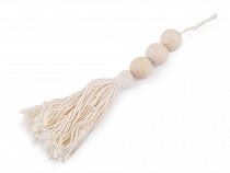 Pompon en coton avec perles, longueur 20 cm