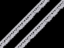 Bavlnená čipka / volánik šírka 10 mm paličkovaná elastická