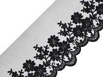 Dentelle brodée sur organza, largeur 90 mm