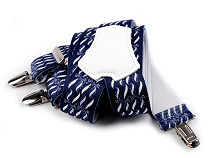 Trouser Braces / Suspenders, Folklore blue print, width 3.5 cm, length 120 cm
