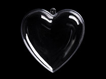 Ornement Coeur en plastique transparent, 10 x 10 cm