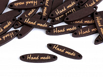 Étiquette en bois « Hand made », 6 x 27 mm