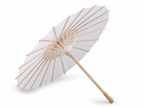 Parasol de papel blanco natural, mango de bambú, Ø38,5 cm