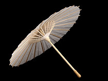Parasol en papier blanc naturel, poignée en bambou, Ø 38,5 cm