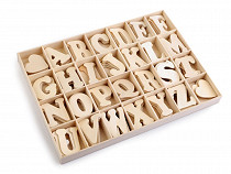 Samolepiace drevené písmená v krabici