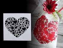 Műanyag sablon szív, virág, felirat, onrament 13x13 cm