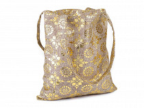 Dárková taška s ornamenty 20x21,5 cm imitace juty