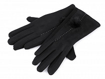 Ladies Gloves with Fur Pom Pom