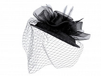 Mini Hat / Fascinator with Feathers and French Veil